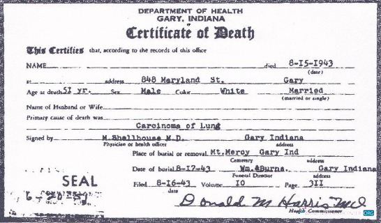 Download USA Department of health Indiana death certificate Photoshop template